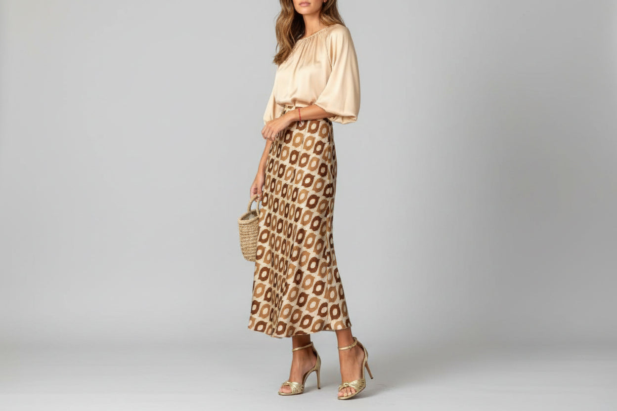 Chic Polka Dot Flowing Skirt for Women