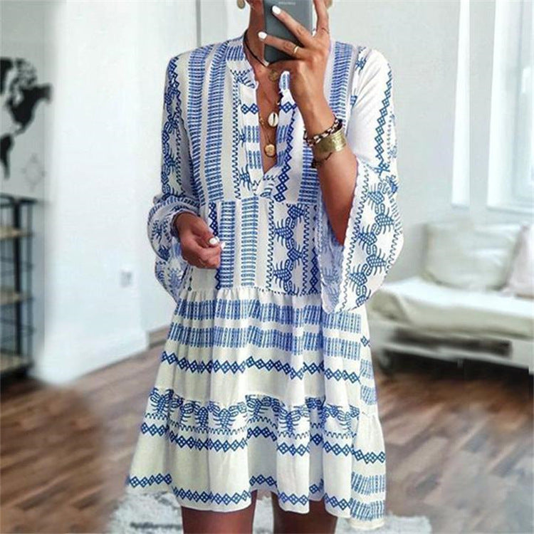 The Boho Geometric Mid-Length Dress