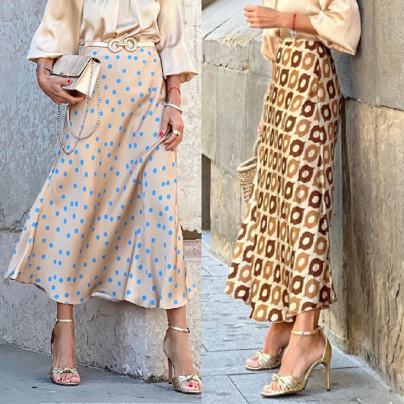 Chic Polka Dot Flowing Skirt for Women