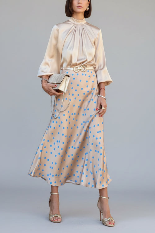 Chic Polka Dot Flowing Skirt for Women
