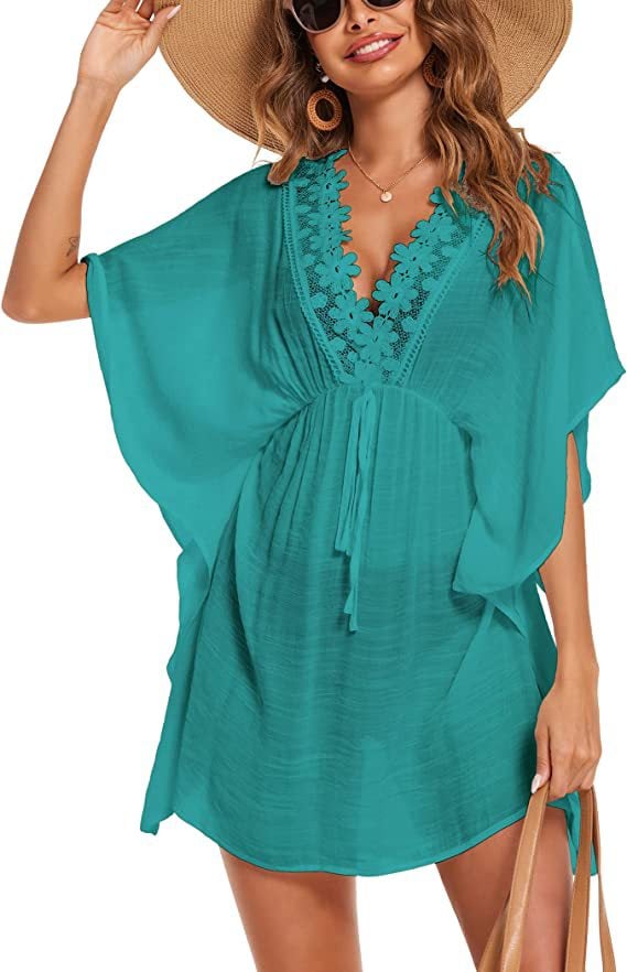 V-neck Lace Bikini Blouse Sun-proof Beach Dress
