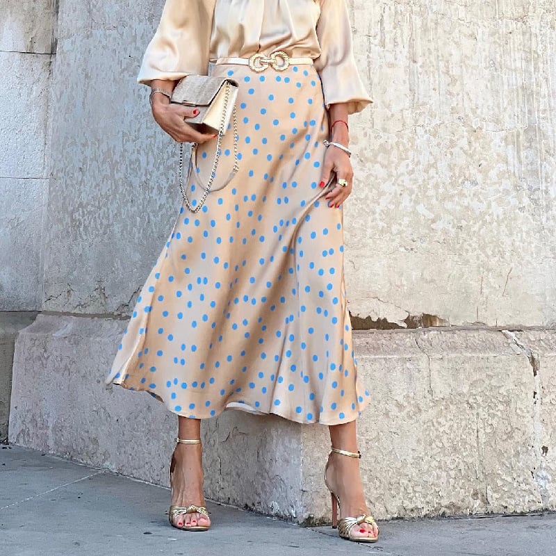 Chic Polka Dot Flowing Skirt for Women