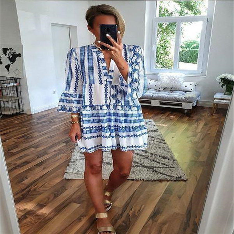 The Boho Geometric Mid-Length Dress