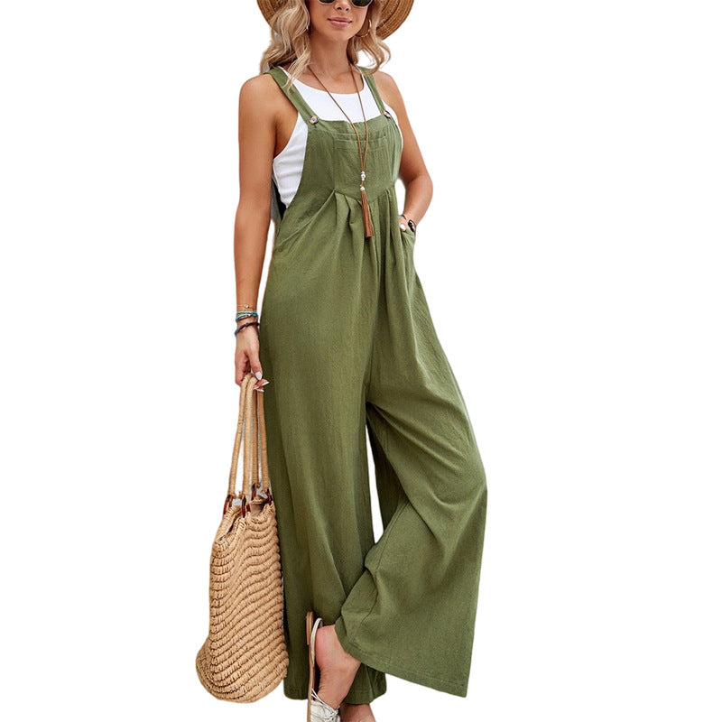 Striped Wide-Leg Overalls
