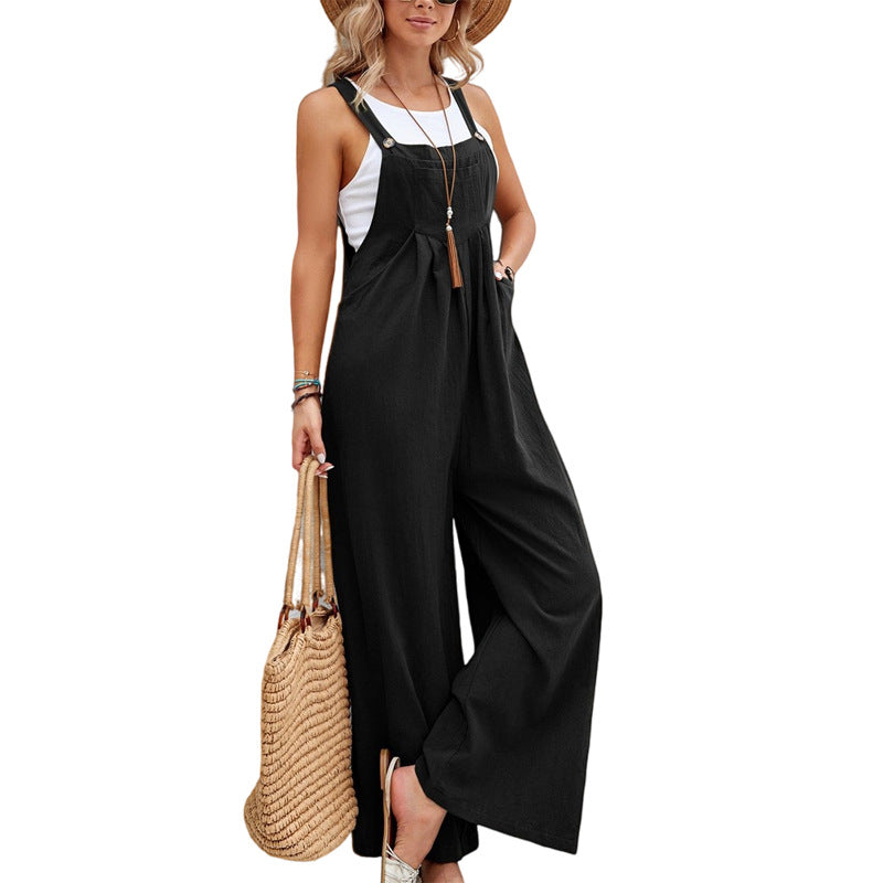 Striped Wide-Leg Overalls